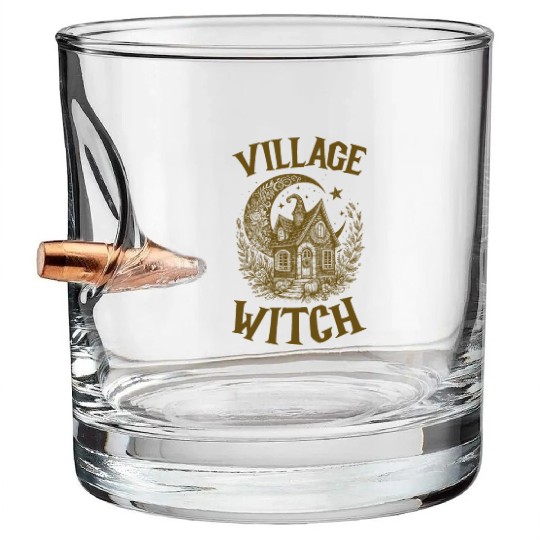 Village Witch Salem Vintage Halloween Bullet Whiskey Glasses
