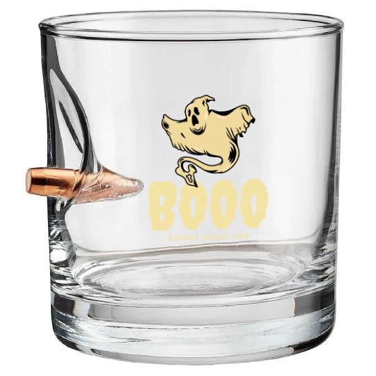 BOOO Fright Night Fun Ghost Halloween Bullet Whiskey Glasses