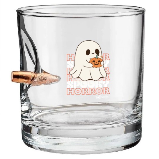 Black And White Modern Halloween Bullet Whiskey Glasses