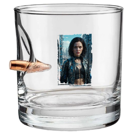 Portrait of a sci-fi cyberpunk girl Bullet Whiskey Glasses