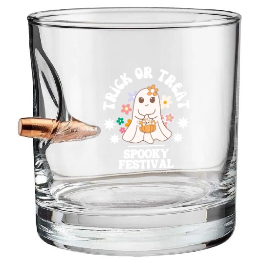 Trick Or Treat Halloween Festival Design Bullet Whiskey Glasses