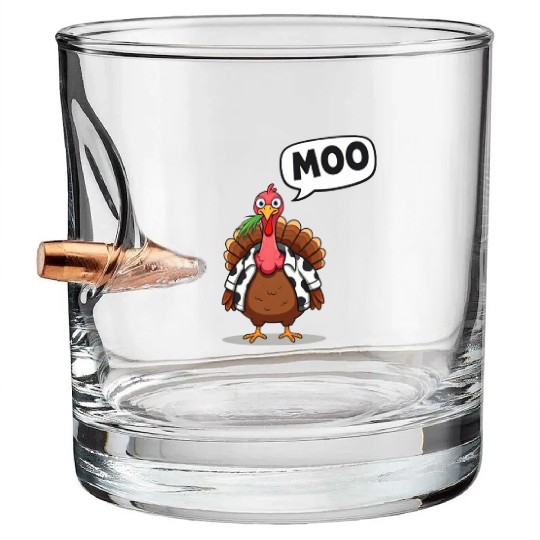 turkey moo funny thanksgiving Bullet Whiskey Glasses