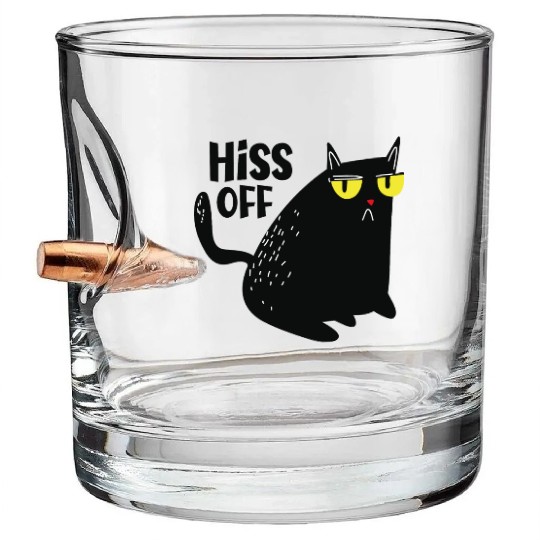 hiss off cat Bullet Whiskey Glasses