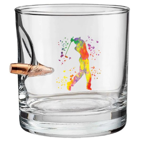 Golfer Colorsplash Kids Miniature Golf Bullet Whiskey Glasses