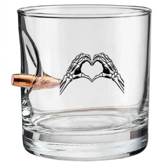 Cute Skeleton Hand Heart Scary Hands Bullet Whiskey Glasses