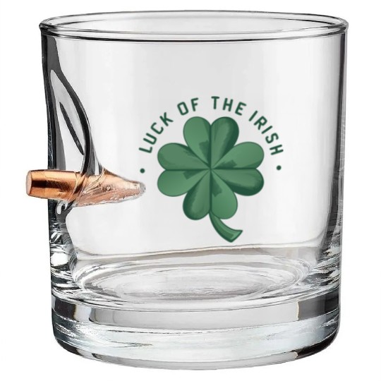Luck of the Irish Clover Design Bullet Whiskey Glasses