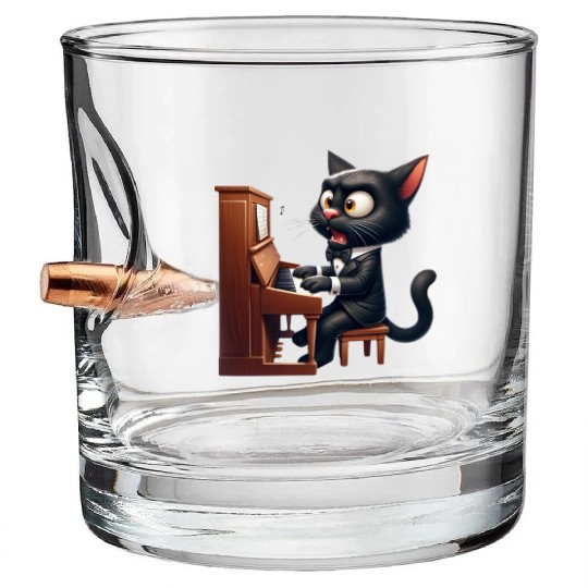 Piano Prodigy Cat Bullet Whiskey Glasses