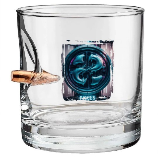 Zodiac sign Pisces in cyberpunk era Future Bullet Whiskey Glasses