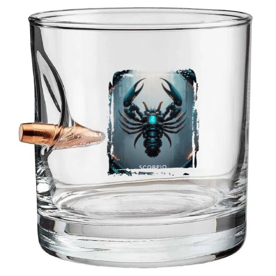 Zodiac sign Scorpio in cyberpunk era Future Bullet Whiskey Glasses