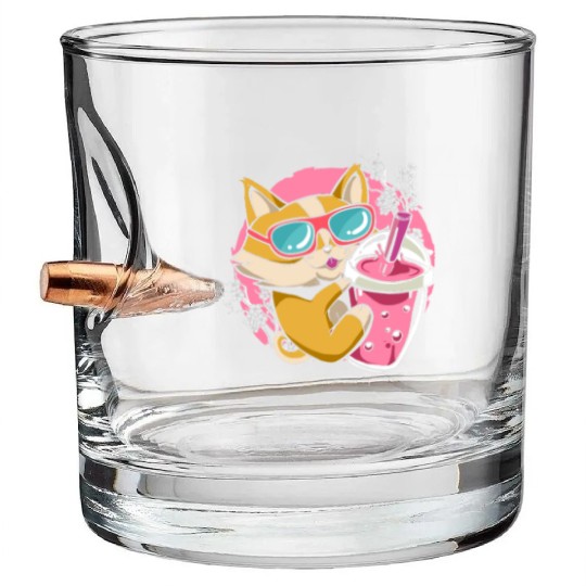 Kitten Kawaii Boba Milk Tea Drinking Cat Bullet Whiskey Glasses