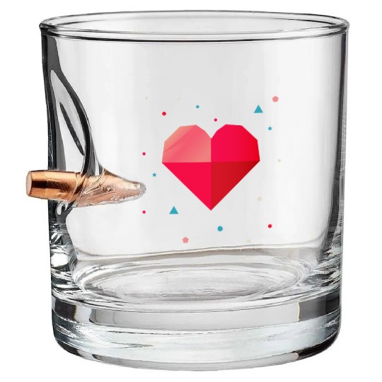 Geometric heart - modern & colorful design Bullet Whiskey Glasses