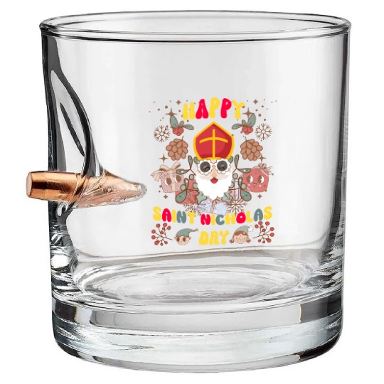 Groovy Saint Nicholas Day logo Bullet Whiskey Glasses