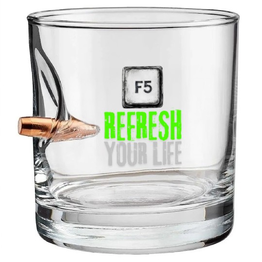 Computer Keyboard F5 Refresh Your Life Bullet Whiskey Glasses
