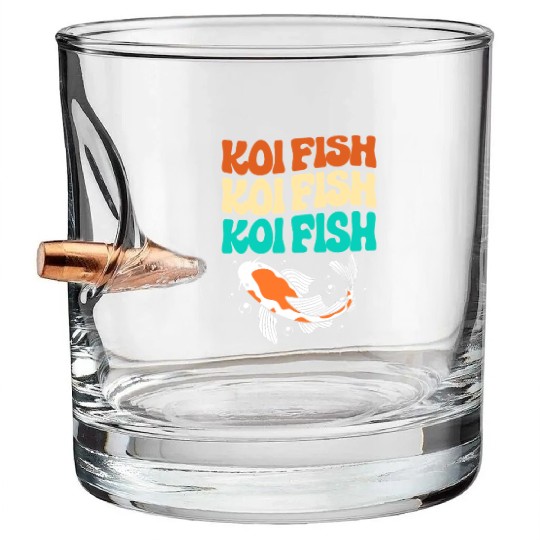 Retro Colorful Koi Fish Japanese Koi Carp Fish Bullet Whiskey Glasses