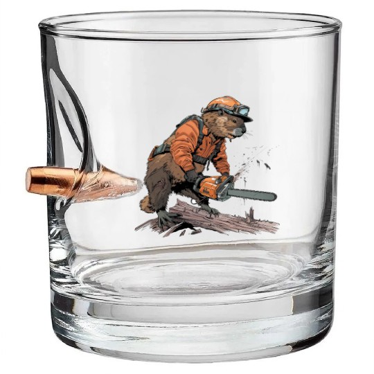 Beaver Lumberjack Chainsaw Bullet Whiskey Glasses