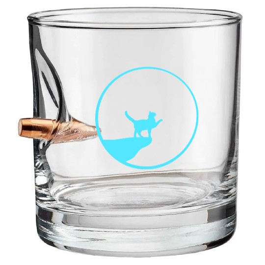 Cat Moon Cliff At Night Werewolf Round Howling Fun Bullet Whiskey Glasses