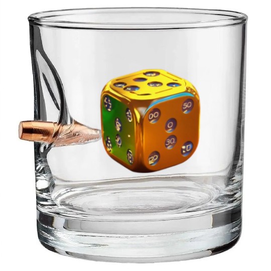 Dice Game Boy Casino 3D Art Bullet Whiskey Glasses