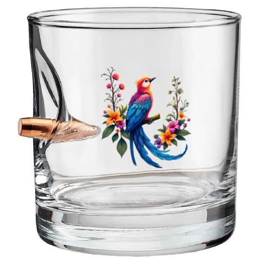 Fantastical Bird Of Paradise Painting Bullet Whiskey Glasses