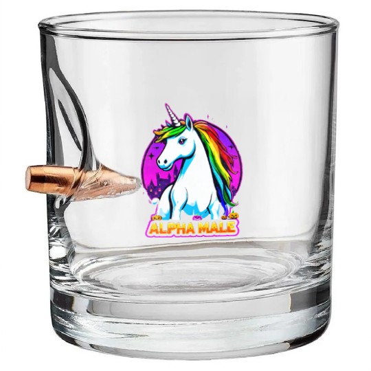 Alpha male LGBT unicorn Halloween Neon Colors Bullet Whiskey Glasses