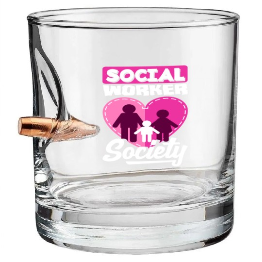 Social Worker Society Heart Family Bullet Whiskey Glasses