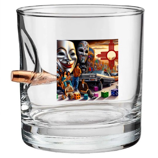 New Mexico Zia Symbol Bullet Whiskey Glasses