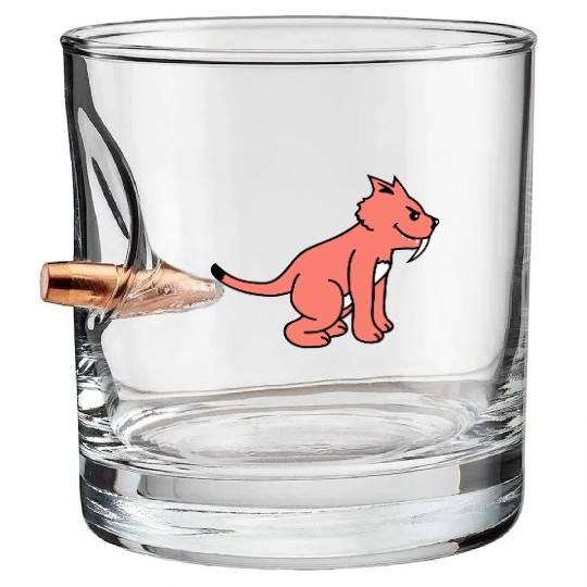 Bad Wild Cat Sabre Tooth Tiger Long Teeth Tiger Bullet Whiskey Glasses