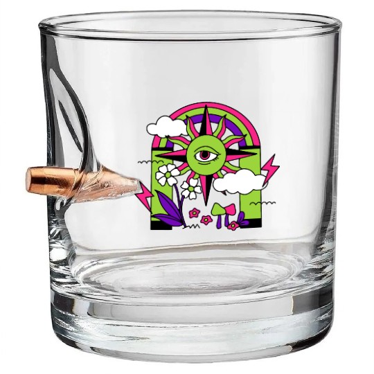 Pink ve Green Psychedelic I Need Space Bullet Whiskey Glasses