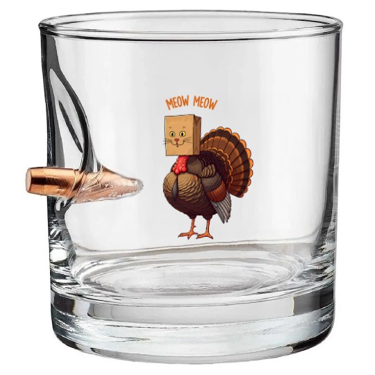 Turkey Funny Fake Cat Meow Thanksgiving Bullet Whiskey Glasses