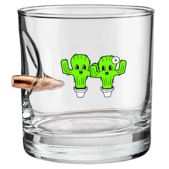 2 Cactus Pair Plants Prickly Cactus Love Couple Bullet Whiskey Glasses