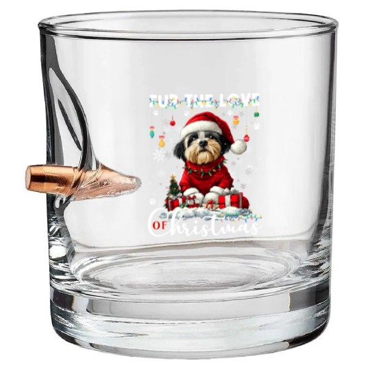 Shih Tzu Christmas Tree Lights Decorations Dog Bullet Whiskey Glasses