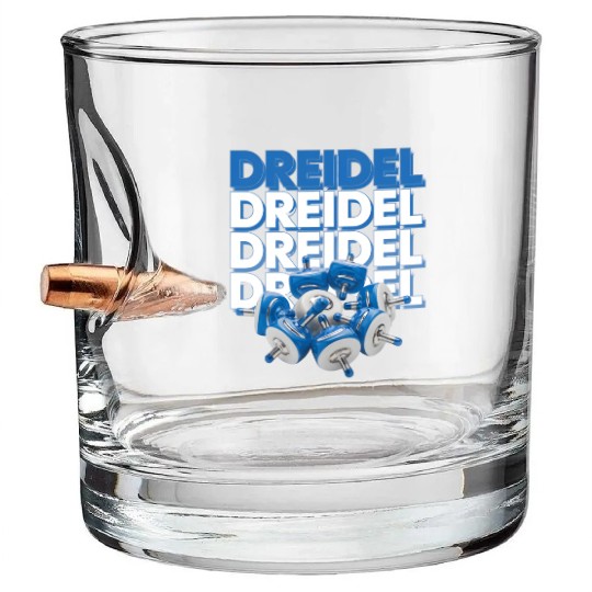 Spinning Dreidels Hanukkah Fun Bullet Whiskey Glasses