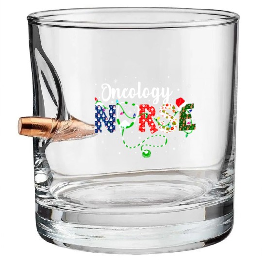 Oncology Nurse Xmas Santa Hat Nurse Christmas Bullet Whiskey Glasses