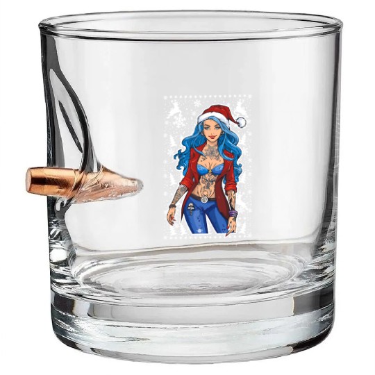 03 Sexy Christmas Woman Blue Hear Deer Tattoos Bullet Whiskey Glasses