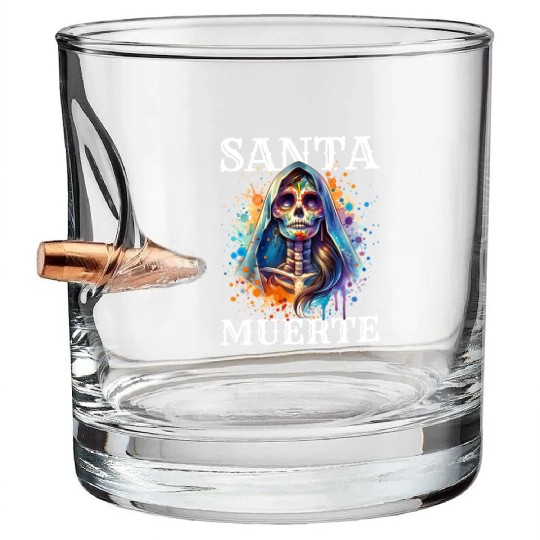 Santa Muerte for Karnival, Halloween and Día de Bullet Whiskey Glasses