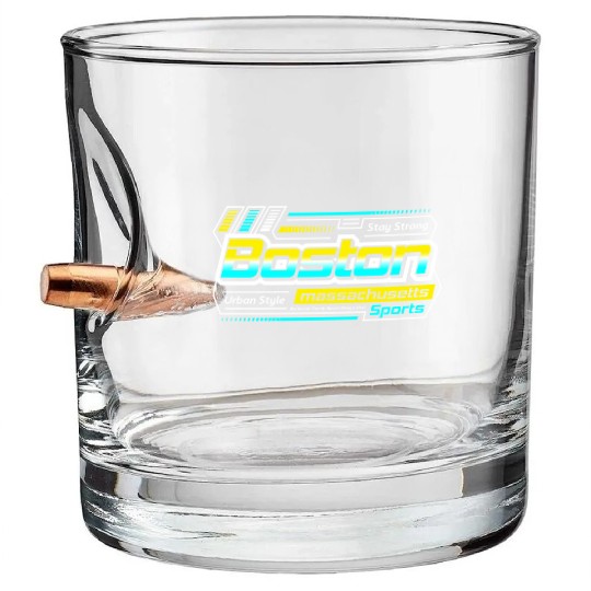 Boston Massachusetts Design Urban Style Bullet Whiskey Glasses