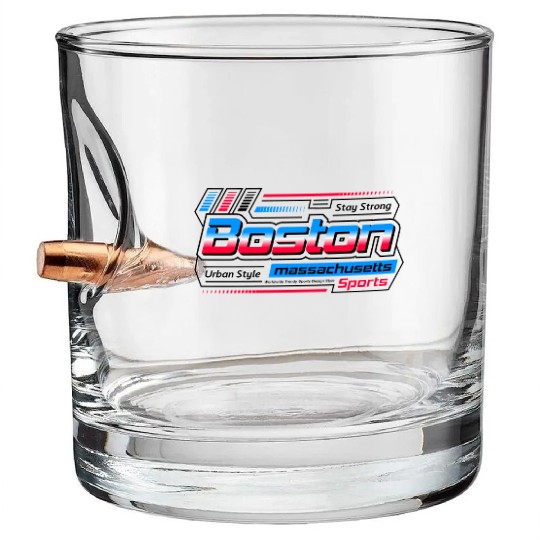 Stay Strong Boston Massachusetts City Sports Bullet Whiskey Glasses