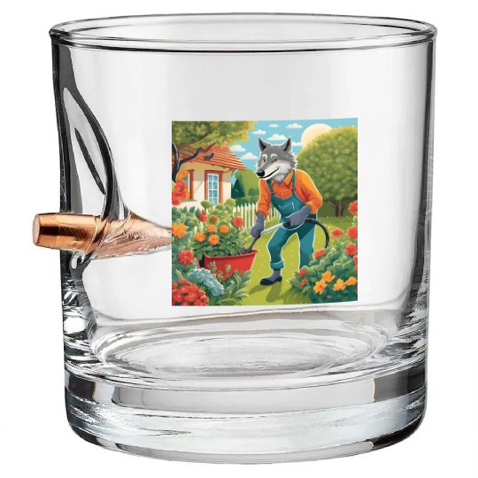 The Lone Wolf Tends His Garden Bullet Whiskey Glasses