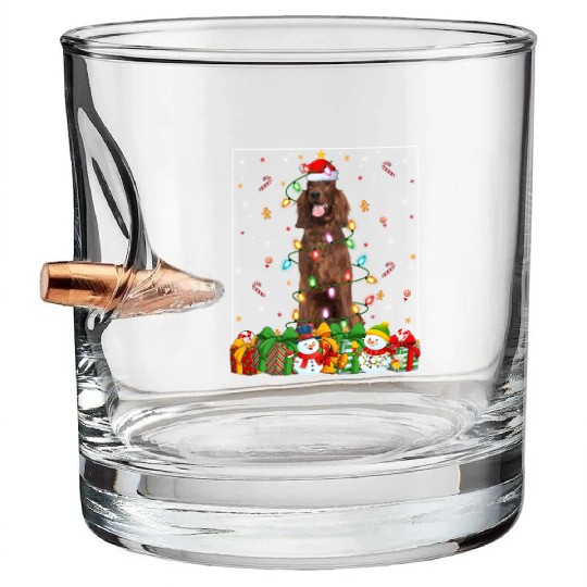 Irish Setter Dog Christmas Lights Bullet Whiskey Glasses