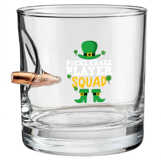 Pickleball Player St Patrick's day shamrock Bullet Whiskey Glasses