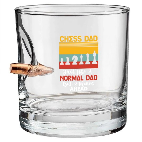 Cool Chess Player Art 4 Bullet Whiskey Glasses