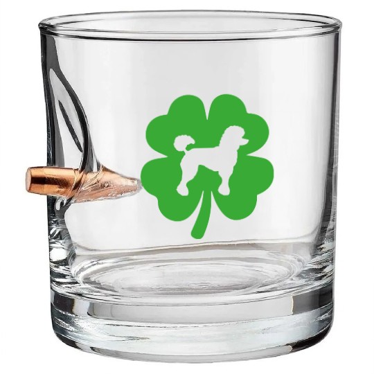 Poodle Shamrock St Patrick's day Dogs Lover Bullet Whiskey Glasses