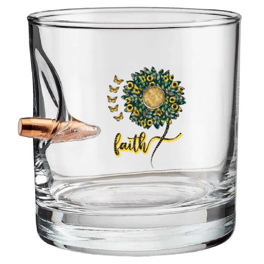 Faith inspired sunflower design Bullet Whiskey Glasses