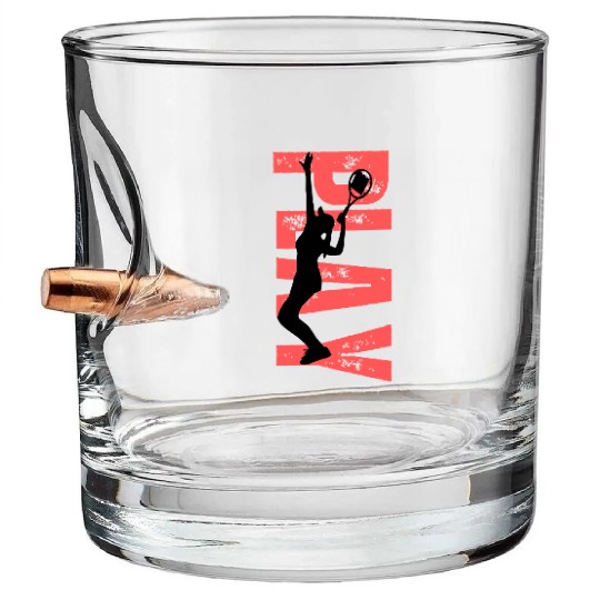 Play Tennis female coral Bullet Whiskey Glasses
