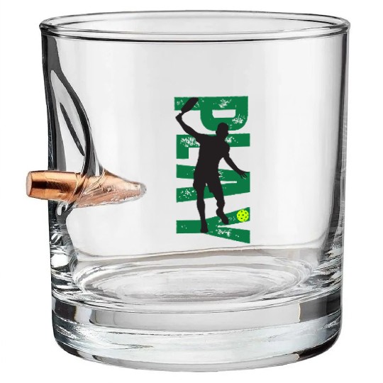 PLAY Pickleball Gold/Green Bullet Whiskey Glasses