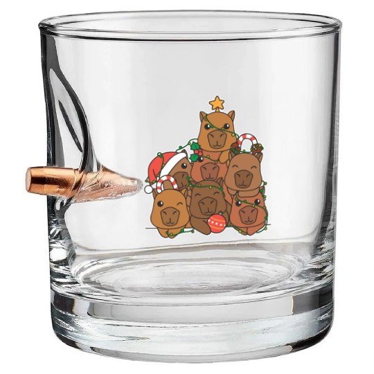 Capybara Christmas Tree Funny Animal Christmas Bullet Whiskey Glasses