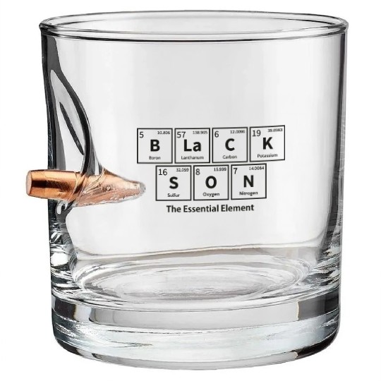 Black Son: The Essential Element - Periodic Table Bullet Whiskey Glasses