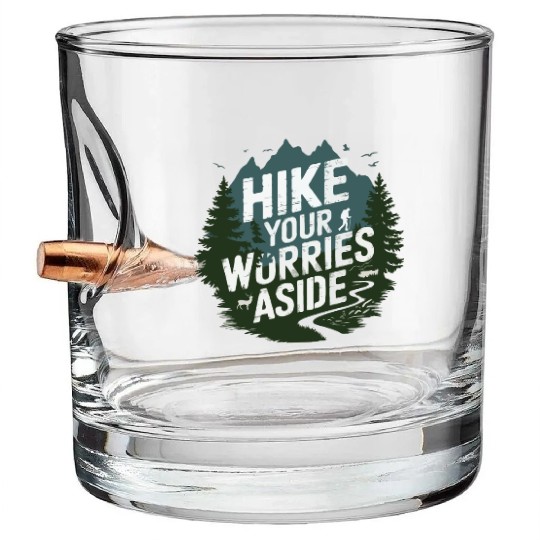 Hike Your Worries Aside - Hiking Mental Health Bullet Whiskey Glasses