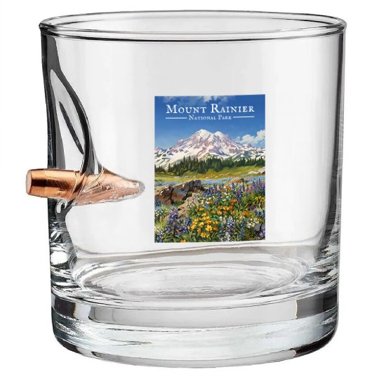 Mount Rainier Paradise Meadows Bullet Whiskey Glasses