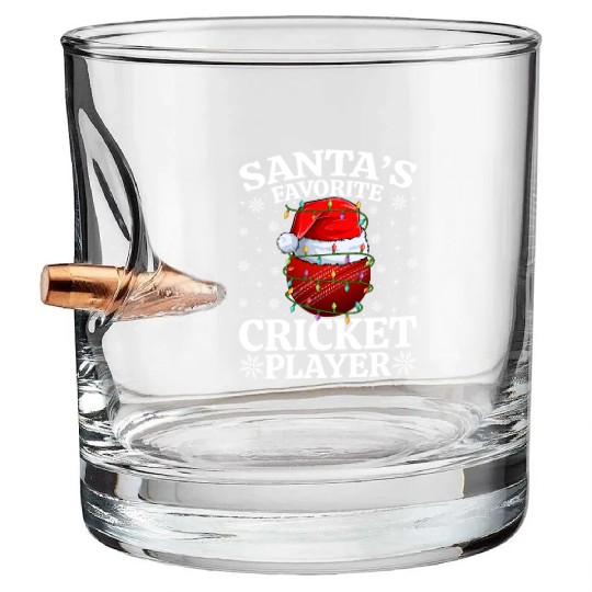 Santa's Favorite Cricket Player Bullet Whiskey Glasses