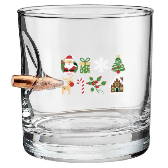 Christmas Icons Santa Tree Reindeer Festive Family Bullet Whiskey Glasses